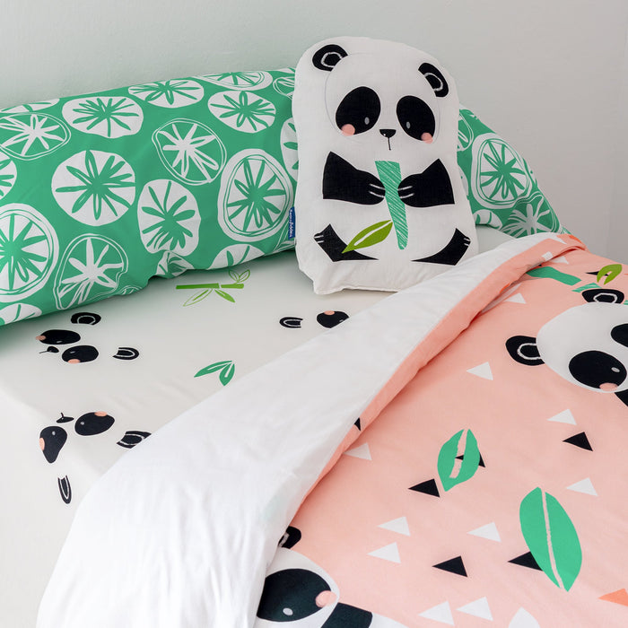 Panda garden Dekbedovertrek 2-delig Moshi Moshi, Rosa, 100% katoen, de kwaliteit van 150 hilos