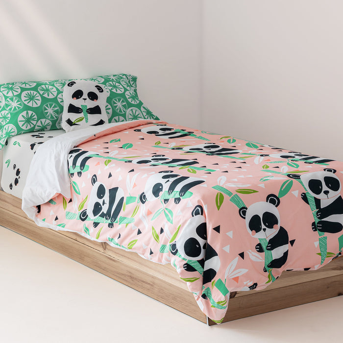 Panda garden Dekbedovertrek 2-delig Moshi Moshi, Rosa, 100% katoen, de kwaliteit van 150 hilos