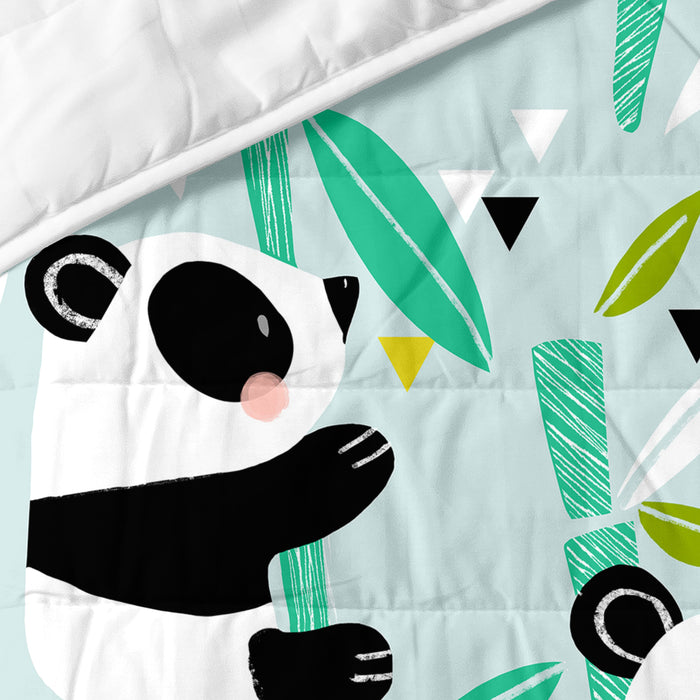 Panda garden blauw Sprei Moshi Moshi, Blauw, 100% Katoen (buitenkant) 100% Polyester (vulling), de kwaliteit van 150 TC