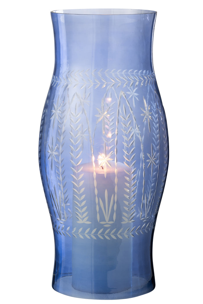 J-Line windlicht Tarifa - glas - blauw - large