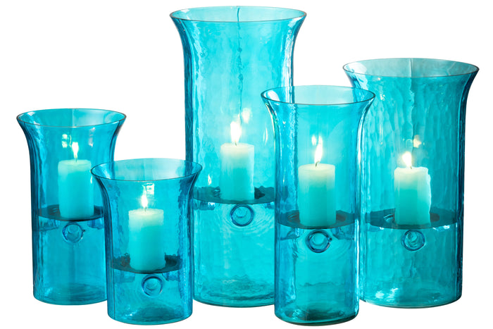 J-Line Windlicht Tarifa Smal Glas Azuur Extra Large