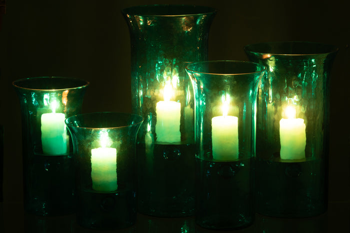 J-Line Windlicht Tarifa Smal Glas Azuur Extra Large