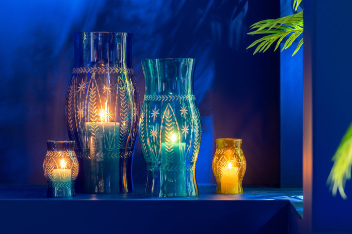 J-Line windlicht Tarifa - glas - mix - 3 stuks