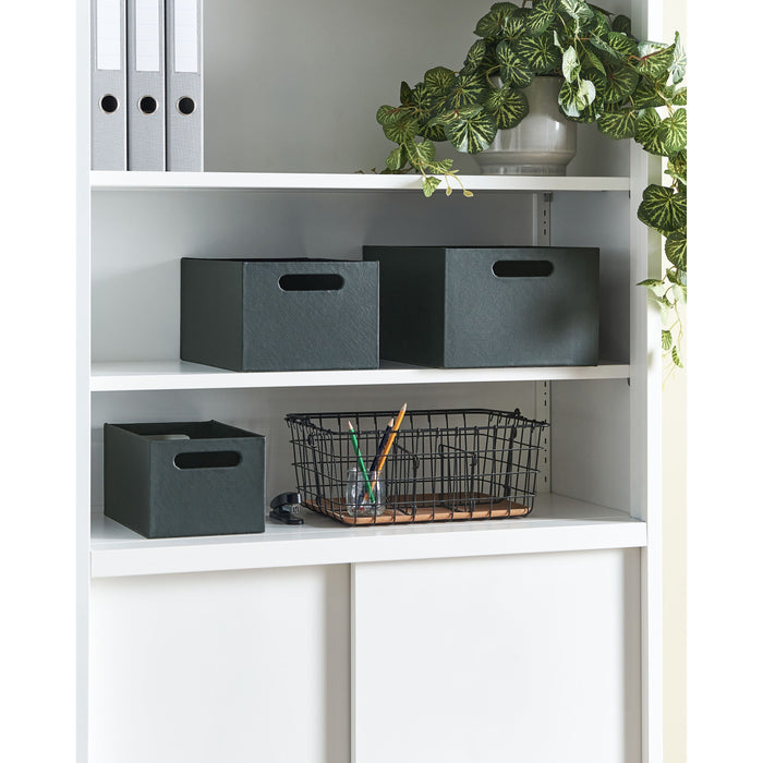 Beliani - LARSA - Opbergdozen set van 3 - Grafietgrijs - Kunstleer