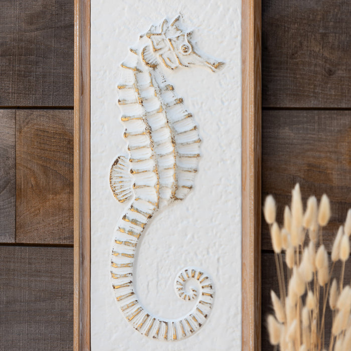 J-Line Wanddecoratie Zeepaardje|Kreeft Ijzer|Sparhout Wit|Naturel