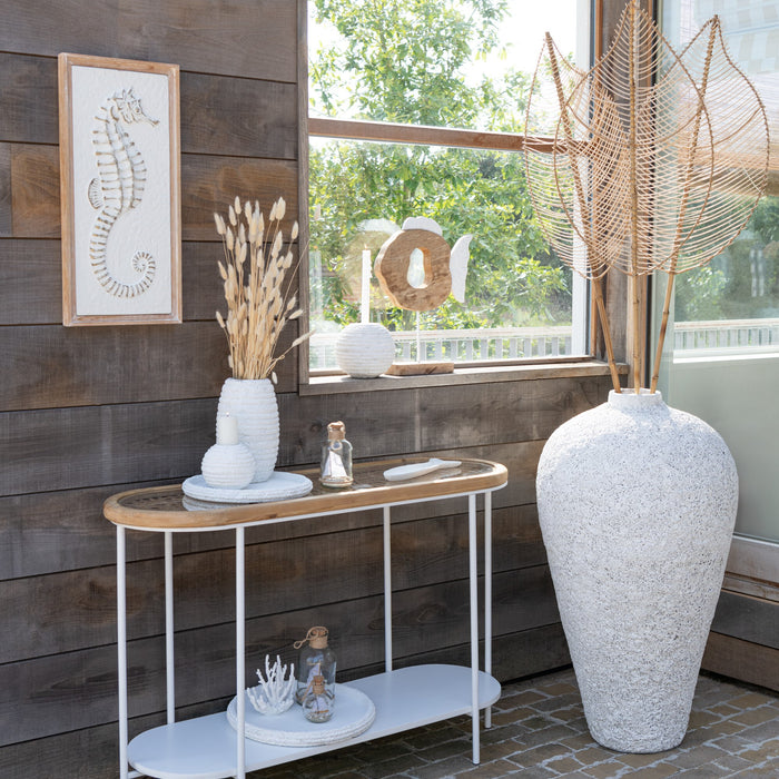 J-Line Wanddecoratie Zeepaardje|Kreeft Ijzer|Sparhout Wit|Naturel