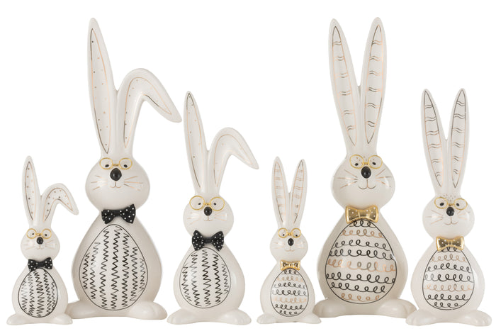 J-Line figuur Konijn Robert - keramiek - mix - large - 2 stuks - paasdecoratie