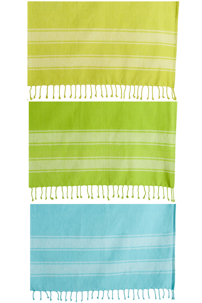 J-Line Hammam handdoek - katoen - blauw| groen 3x