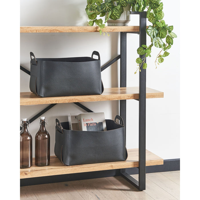 Beliani - NUZI - Opbergmanden set van 2 - Zwart - Kunstleer