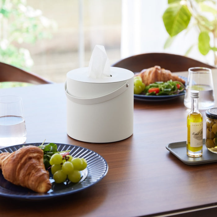 Yamazaki Tissuebox Rond met Handvat - Tower - Wit