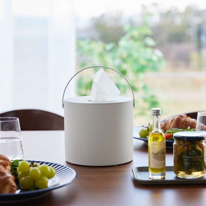 Yamazaki Tissuebox Rond met Handvat - Tower - Wit