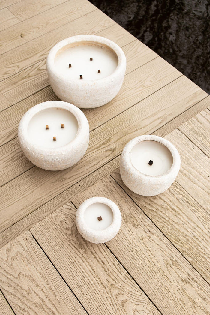 PTMD Gabor Cream Cement Outdoor Candle L