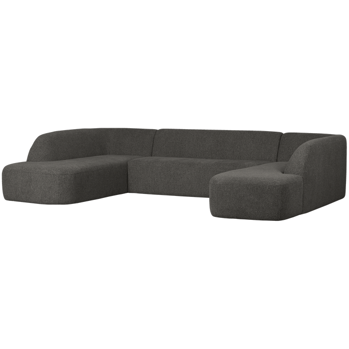 WOOOD Sloping U-Bank - Chenille - Grijs/Zwart Melange