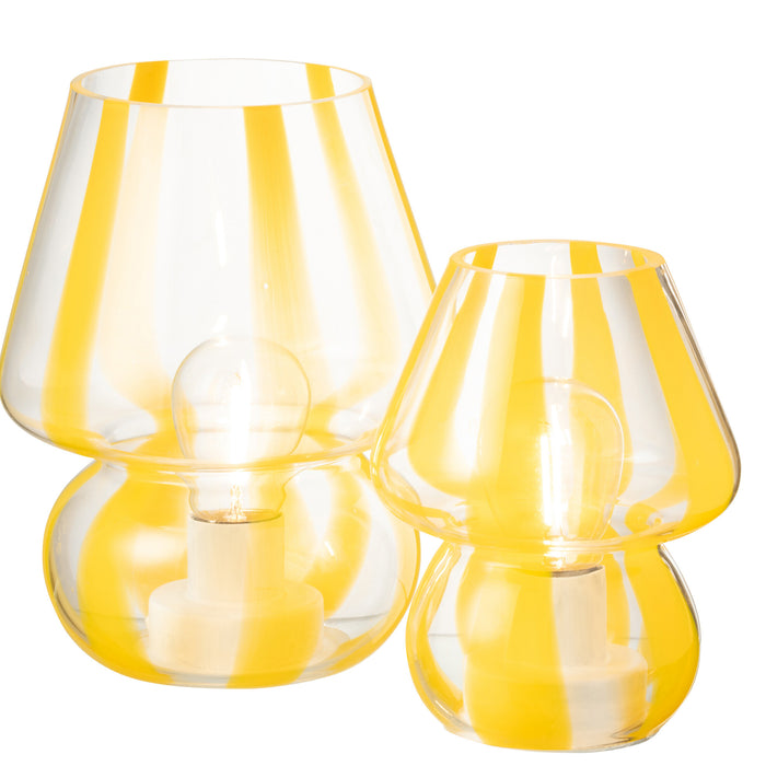 J-Line tafellamp Strepen - glas - transparant|geel - large