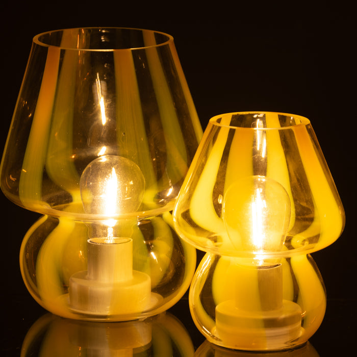 J-Line tafellamp Strepen - glas - transparant|geel - large