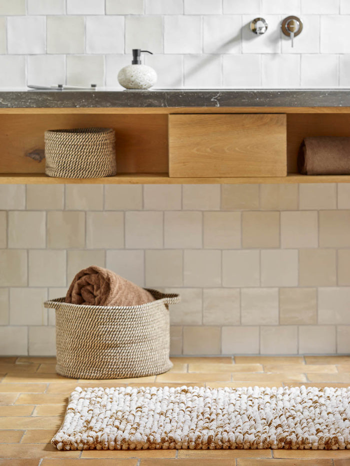 Rena Opbergmand Linen Medium | Zwart | Beige | Geel | Goud