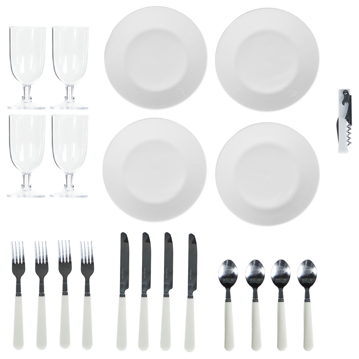 Beliani - FIGUE - Picknickmand voor 4 - Grijs - Wilgenhout