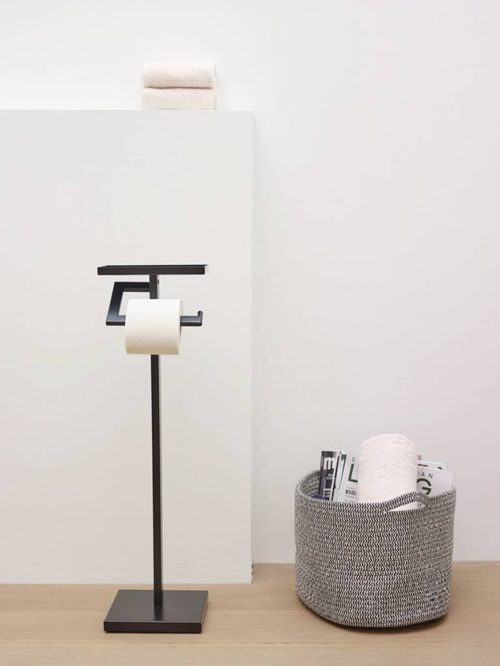 Rena Opbergmand Black Small | Zwart | Wit | Katoen | Polyester