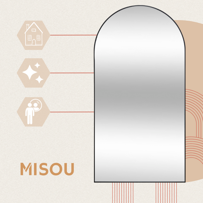 MISOU Wandspiegel Zwart Grote Staande Spiegel 177x91 CM Vloerspiege...