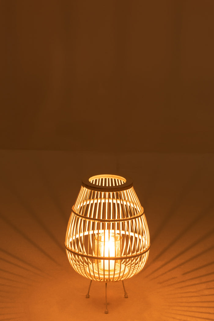 J-line - Lantaarn Daya Hout Mat Wit Small - 31x31x47.5cm