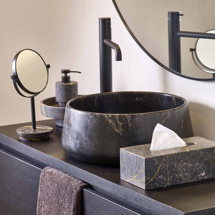 Porto Tissuehouder Black | Zwart | Grijs | Natuursteen