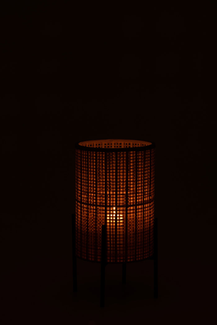 J-line - Lantaarn Op Voet Bamboo Naturel Large - 35.5x35.5x63cm