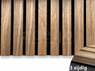 Adeqo Akoestische panelen Bruin Eiken 300 x 60 cm 3 zijdig