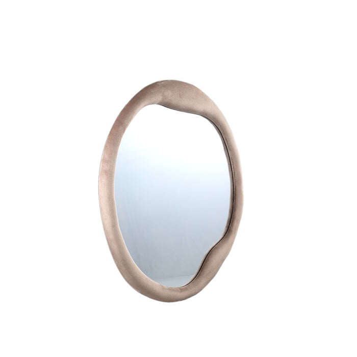 PTMD Don Beige Velvet Mirror Organic Round