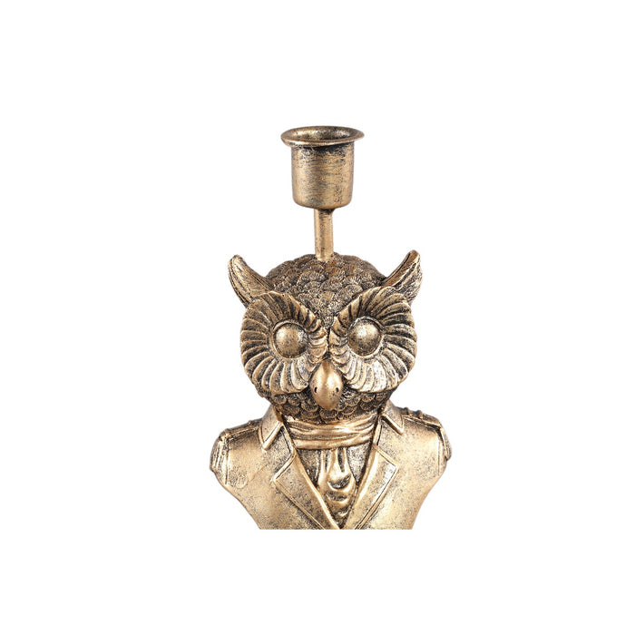 PTMD Ressy Gold poly candleholder dressed up owl SET van 2