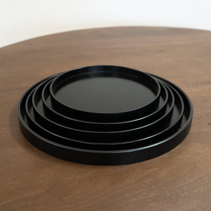 QUVIO Houten dienblad rond - Maat L - Diameter 30 cm - Zwart