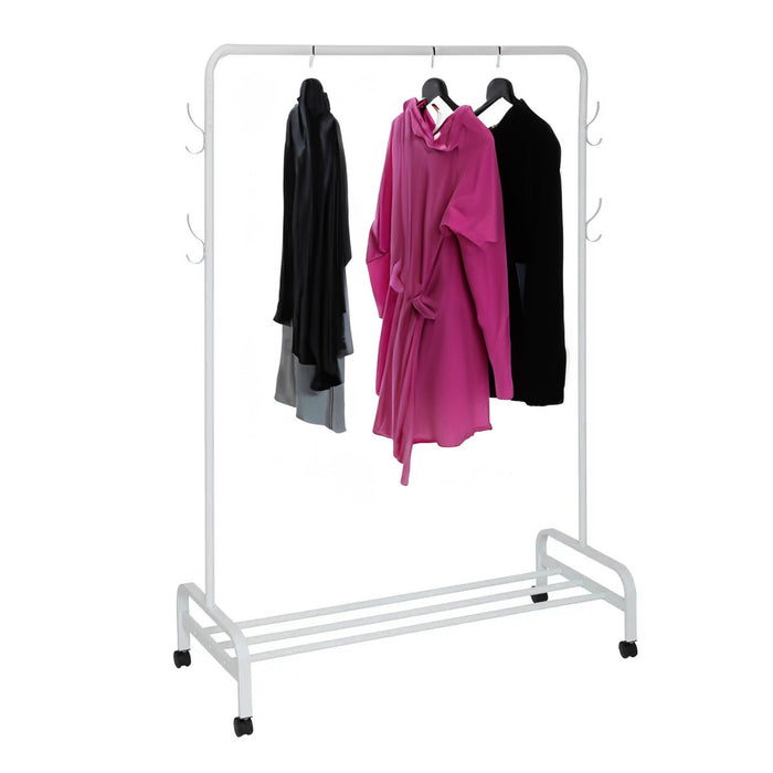 5Five Mobiel kledingrek - metaal - wit - wieltjes - 118x45x160 cm