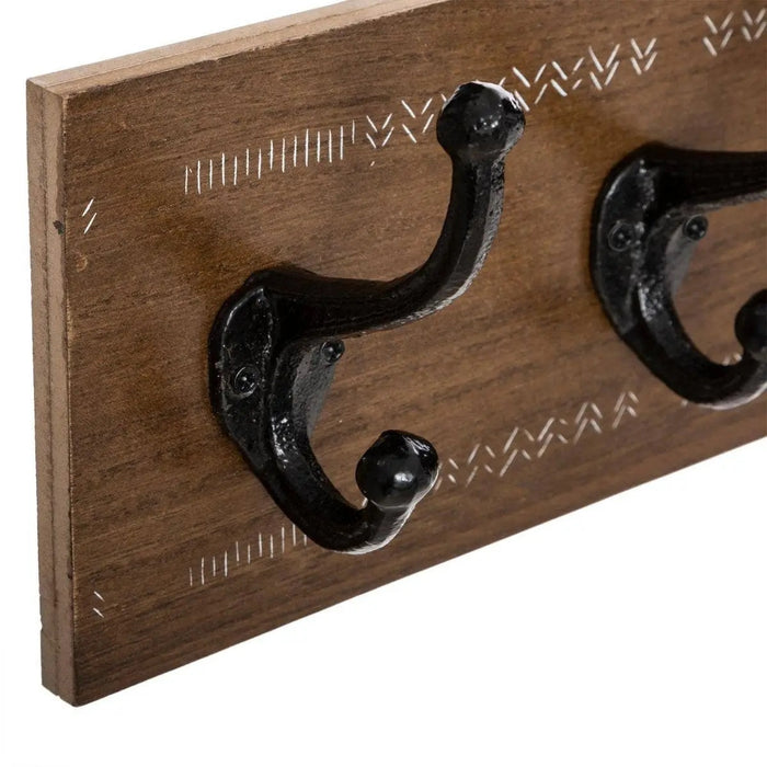 5Five Kapstok - kastanjebruin - 5haaks - MDF|ijzer - 50 x 8.5 x 14 cm