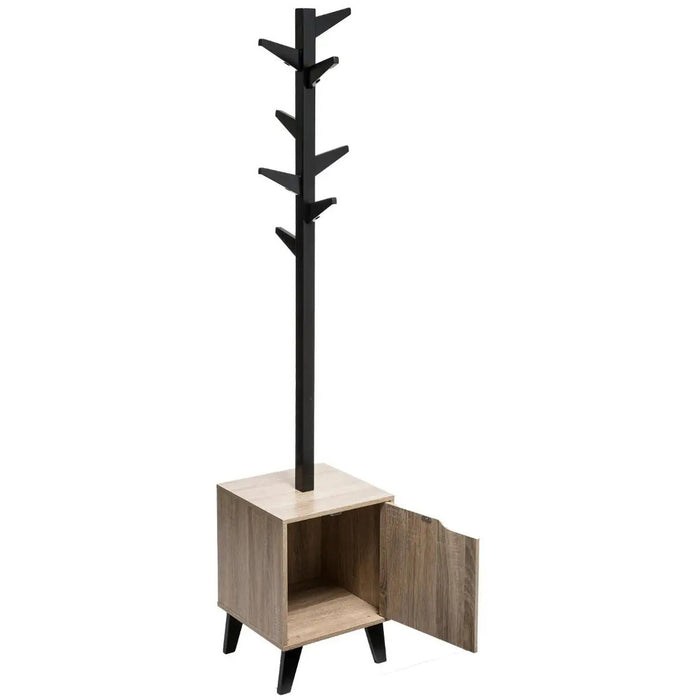 5Five kapstok - beige|zwart - MDF hout - 8 haaks - 34 x 32 x 168 cm