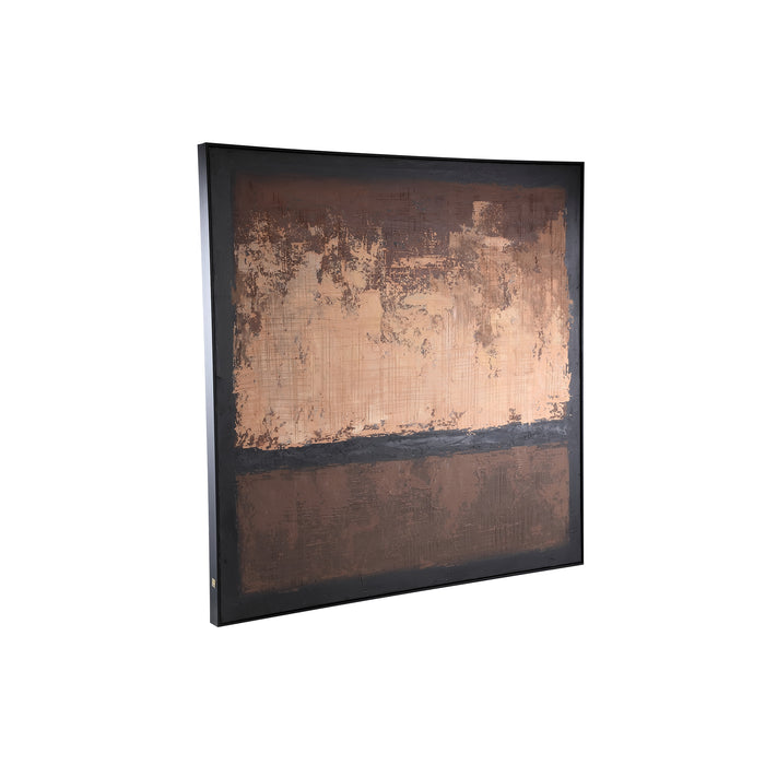PTMD Asante Brown Canvas Painted Wallpanel Square Frame
