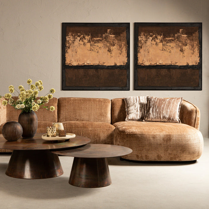 PTMD Asante Brown Canvas Painted Wallpanel Square Frame