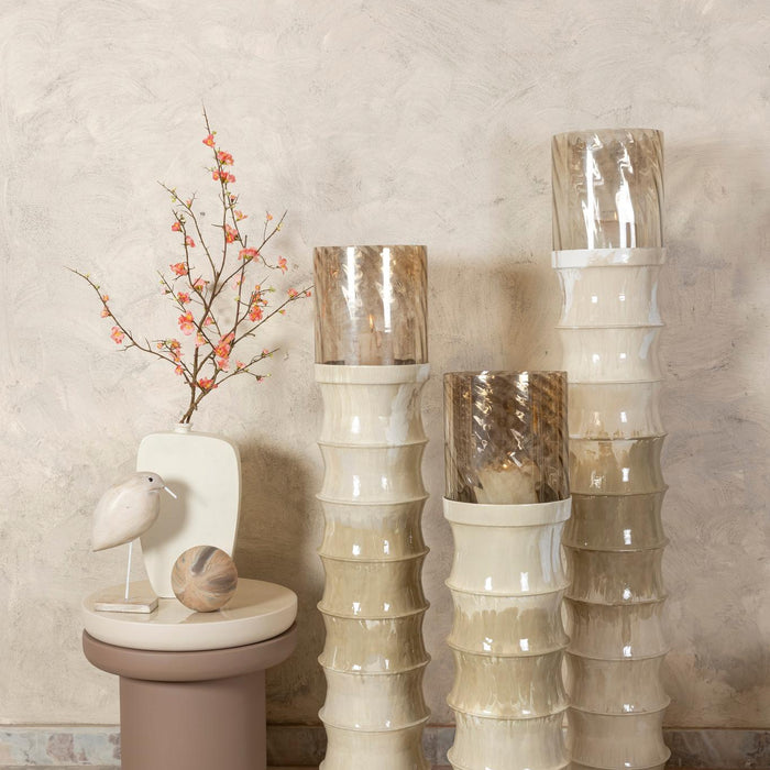 PTMD Kaylyne Cream Enamel Ribbed Stormlight W Glass L