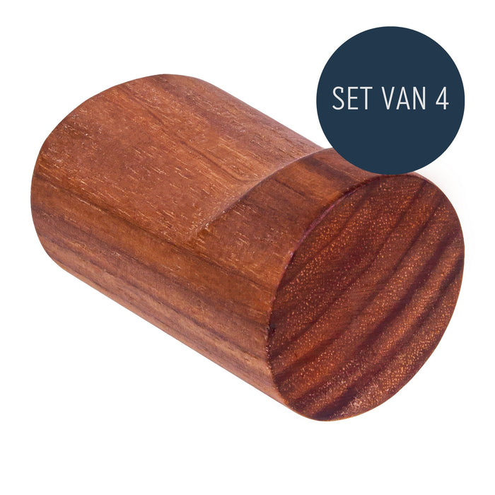 QUVIO Wandkapstok - Hout - donkerbruin - Set van 4