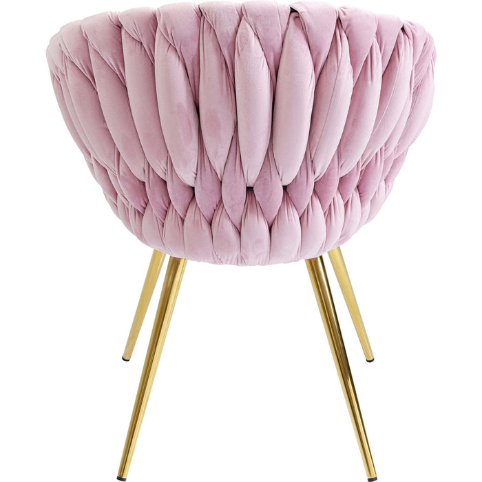 Kare Design Knot Stoel met armleuningen fluweel roze