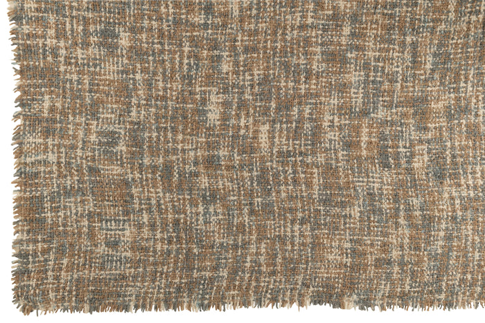 J-line - Plaid Tweed Acryl|katoen Blauw|beige - 180x130x1cm