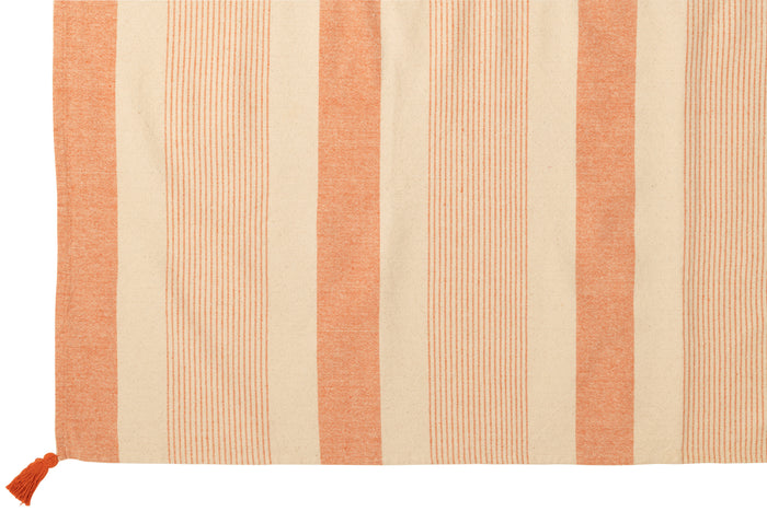 J-line - Throw Mik Katoen Beige|oranje - 130x180x1cm