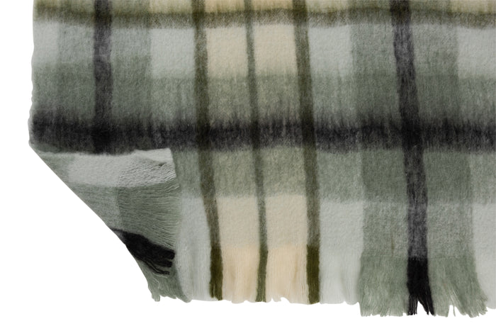 J-line - Plaid Ruit Acryl|wol Bruin|groen|wit - 190x136x0.5cm
