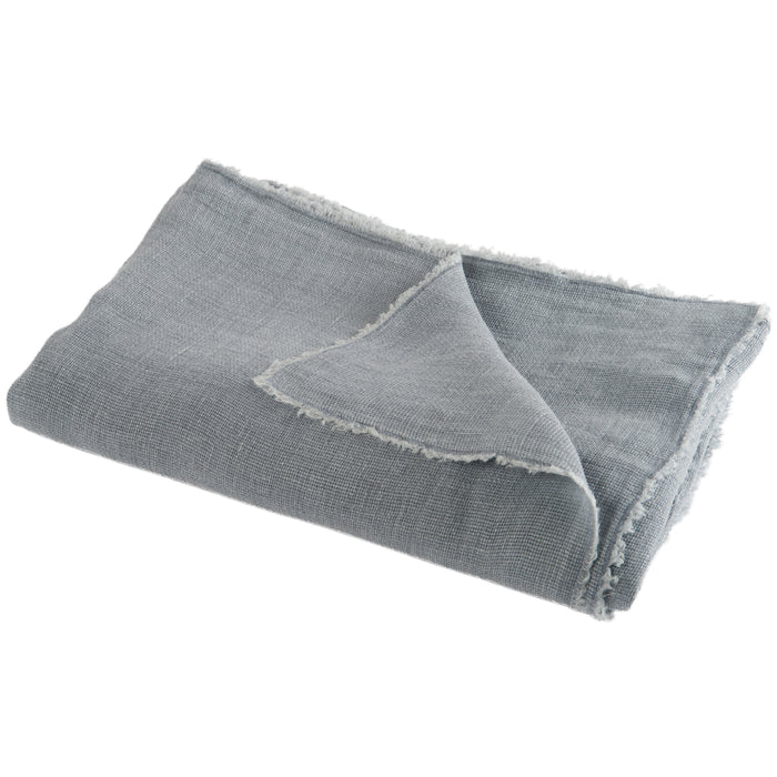 J-line - Plaid Stonewashed Linnen Blauwgrijs - 150x0.5x200cm