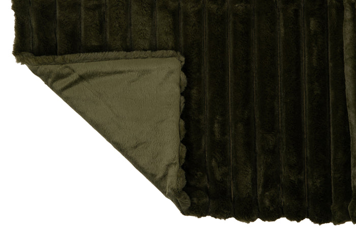 J-line - Plaid Corduroy Polyester Groen - 180x130x3cm