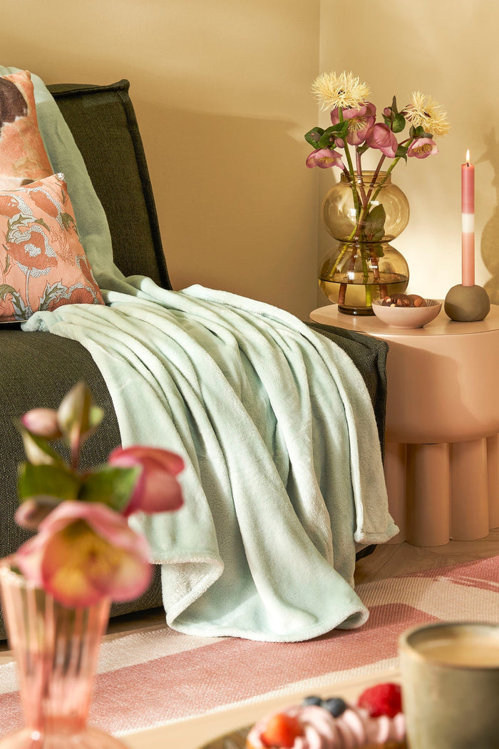 Mica Decorations Famke Fleece Plaid - 180 x 130 cm - Mintgroen