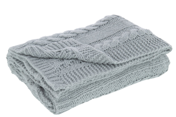 J-line - Plaid Twist Polyester Grijs - 130x180x3cm