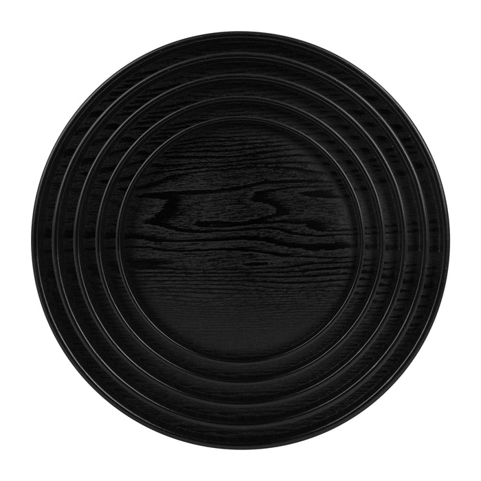 QUVIO Houten dienblad rond - Maat XL - Diameter 33 cm - Zwart