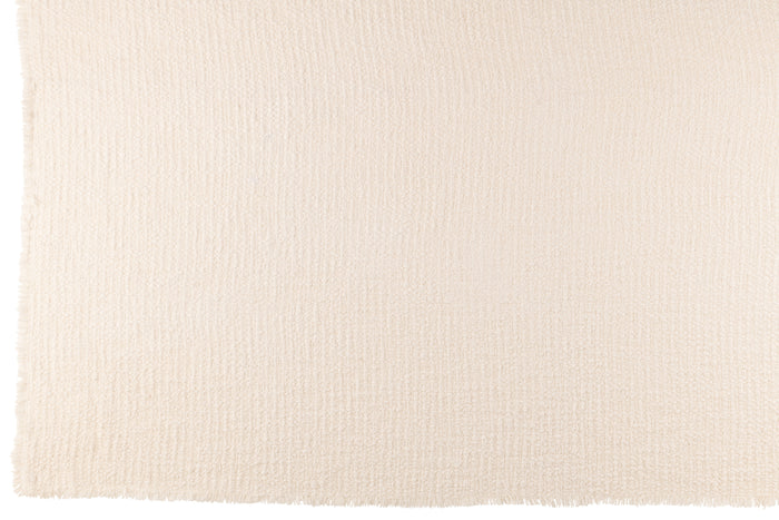 J-line - Plaid Gerafelde Randen Katoen|polyester Wit - 180x130x1cm