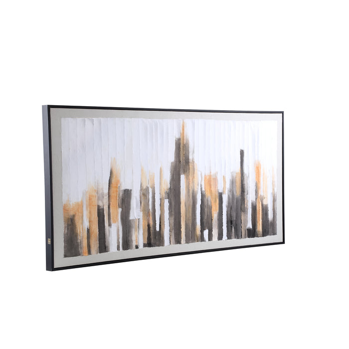 PTMD Gustas Brown Framed Wallpanel Poly Strips Rectangl