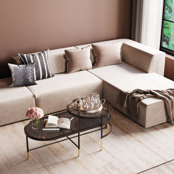 Hoekbank Infinity rechts fluweel bruin Kare Design