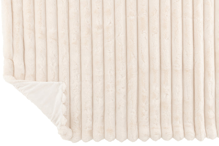 J-line - Plaid Large Corduroy Polyester Wit - 180x130x2cm